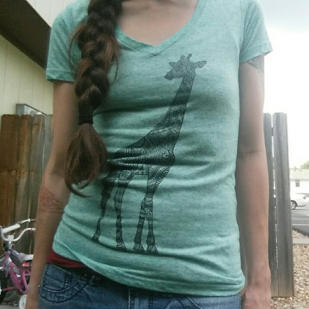 Mandala patterened giraffe short sleeve t shirt